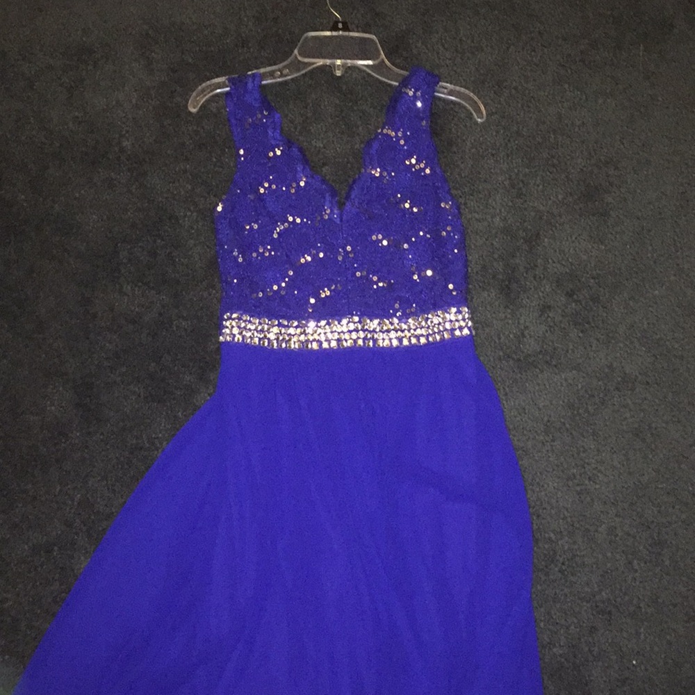 royal blue high low dress
